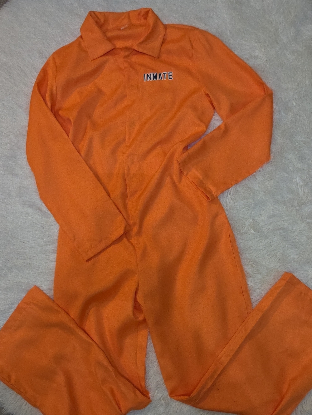 Adult Prisoner Orange Long Sleeve One Piece 'INMATE' Jumpsuit Costume - Medium